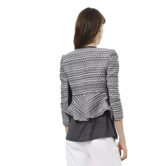Rebecca Taylor Blazer Femme Fancy Tweed Crop Jacket Black White Size 4 - Picture 6 of 16